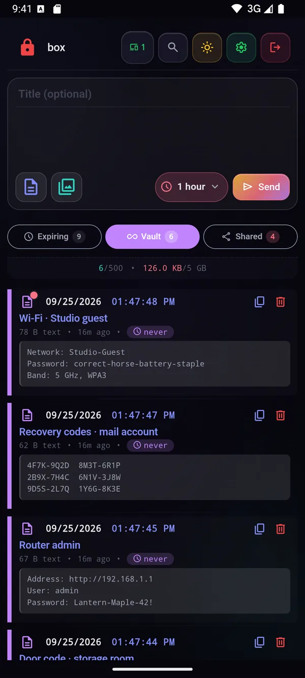 Vault: 보관하는 비밀번호와 코드