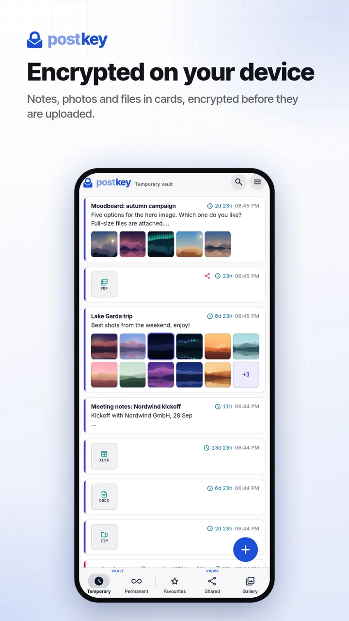 Postkey: cards encrypted on your device