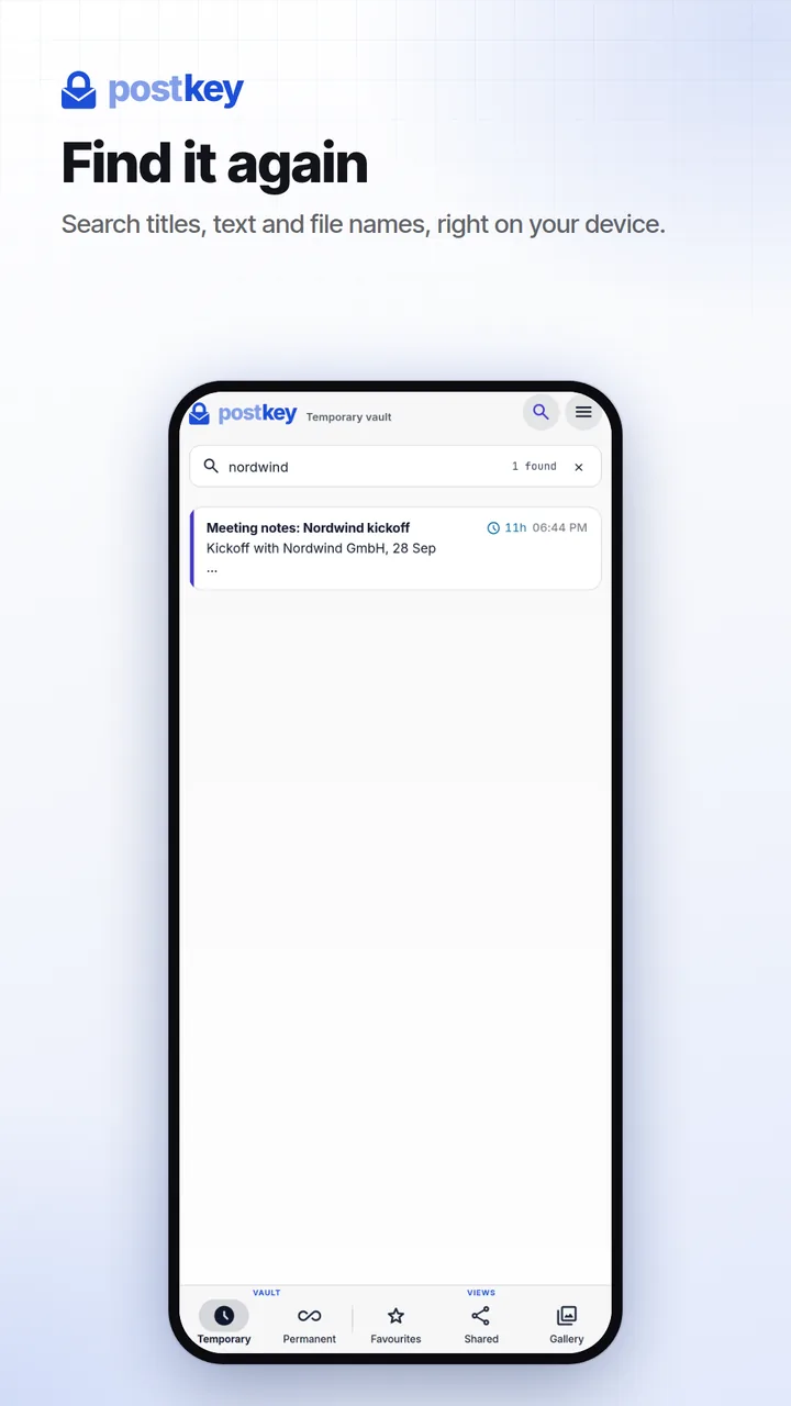 Postkey: search