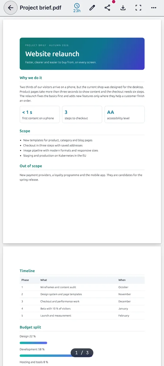 Postkey: PDF preview